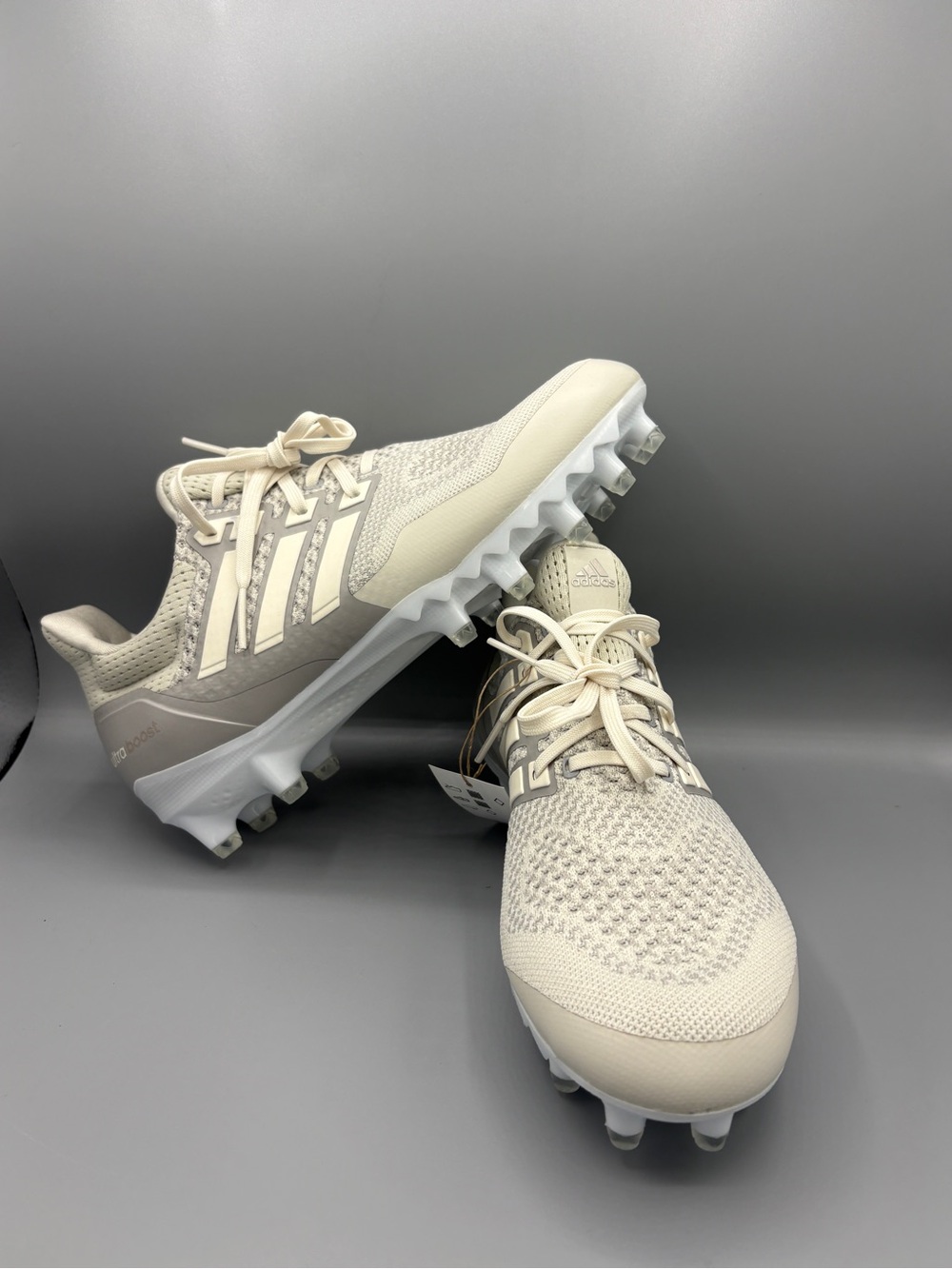 NEW Adidas Ultraboost Football Cleats White Granite Gray Size 9 JP7409
